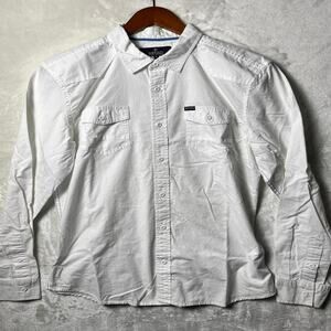 Buffalo David Bitton White Ribbed Button Up Shirt Men's M Blanc on Blanco Cotton